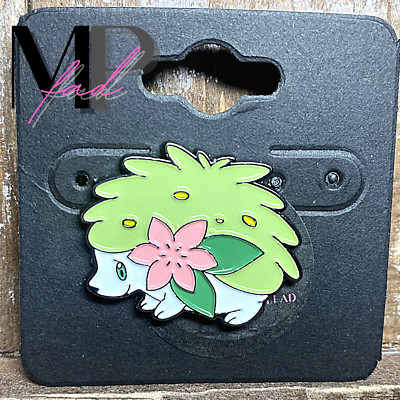Pokemon Soft Enamel Pins Collectible Black Rubber Clutch SHY SHAYMIN with Flower