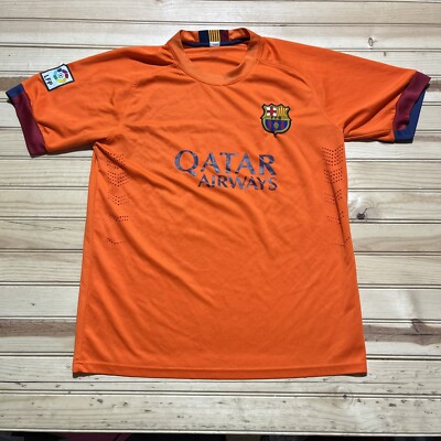 Barcelona FCB Orange Soccer Jersey Qatar Foundation Unicef #3