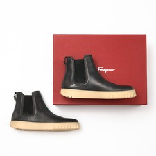 Salvatore Ferragamo Talos Lead Grey Leather Chelsea Boots - Men's 7 M
