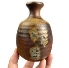 Vtg Studio Pottery Weed Pot Brown Abstract Glaze Signed