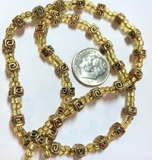 36 Antiqued Gold Plated Brass 5x5mm Spiral Cube Beads With Gold Glass Spacers 