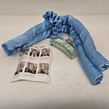 No Heat Satin Fabric Hair Curler Curling Tiara Blue 1 Clip 2 Scrunchies 18 In