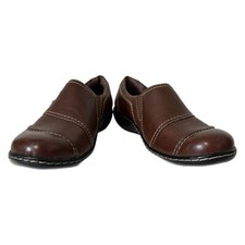 Clarks Bendables 62922 Women  s Size 6M Brown Leather Slip On Loafers NEW