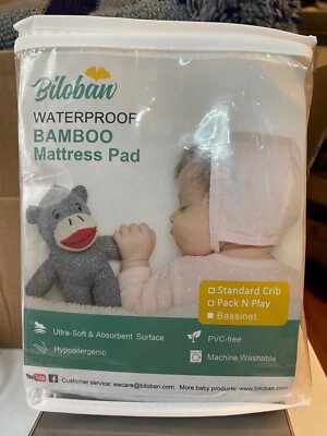 Biloban Waterproof Bamboo Bassinet Size Mattress Pad Ultra Soft & Absorbent NEW