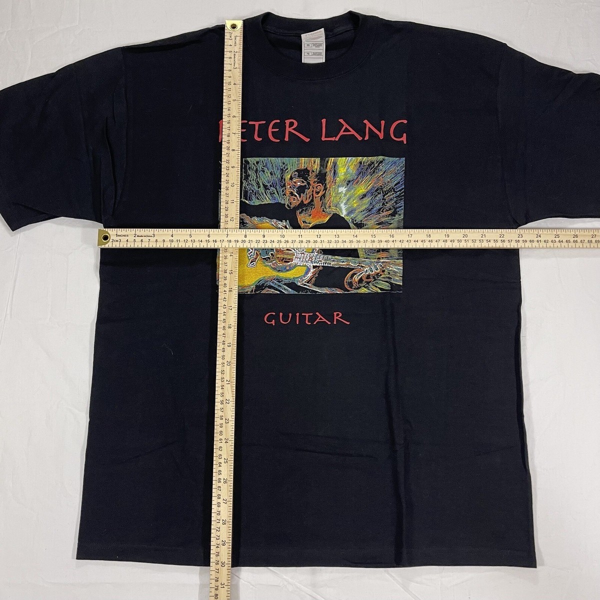 Vintage XL Peter Lang T-Shirt Graphic 30 Years Of Great American Guitar Y2K RARE View 2