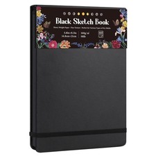 50 Sheets Black Paper Sketchbook, 98lb/160gsm Heavyweight Black Sketch Pad 5....