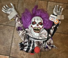 New Animated Halloween Clown Prop Sensor Shaking Light Up Eyes Scary Decor Works