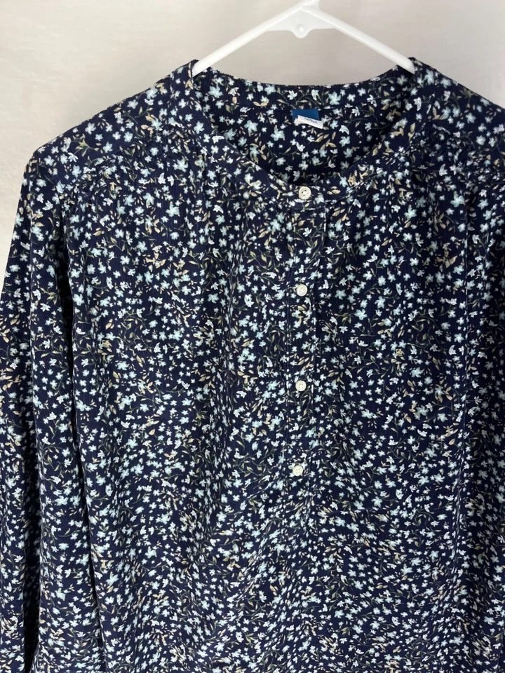 Camisa OLD NAVY M Azul Floral Popover Pana Bloomcore Delicado Cottagecore Top Foto 3 de 4