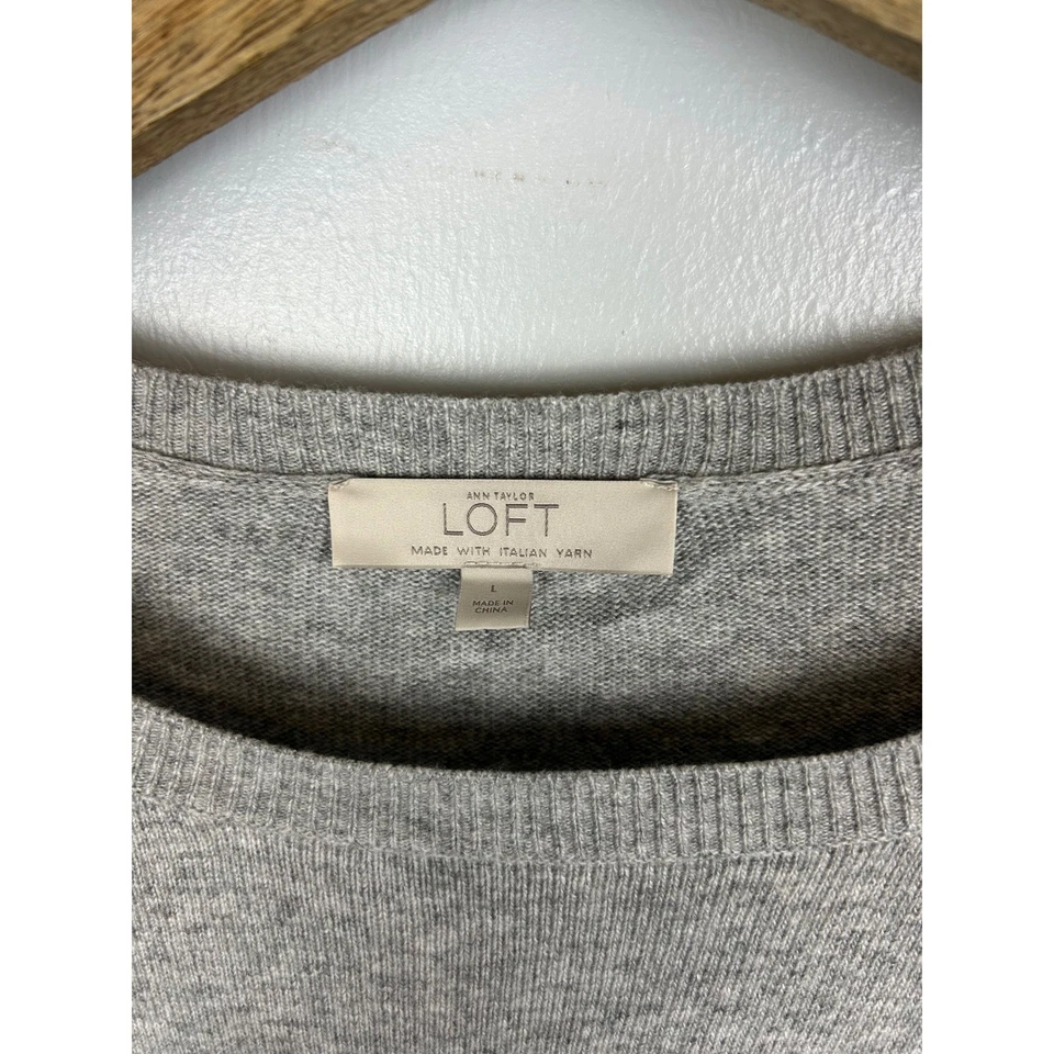 Suéter de vacaciones LOFT reno grande gris hilo italiano mezcla de lana Navidad Foto 3 de 4