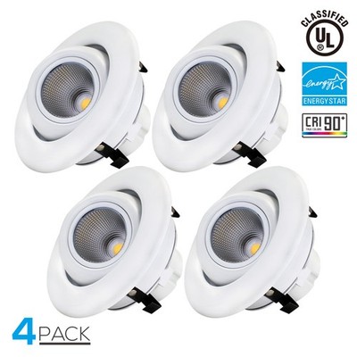 10W 4 Inch Dimmable Eyeball LED Recessed Ceiling Downlight, 4000K Cool White
