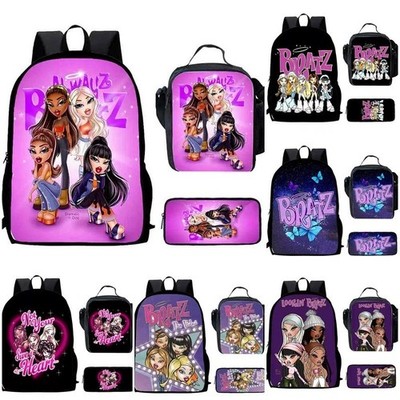 Girls Bratz School Backpack Bookbag Insulated Lunch Bag Pencil Case Set Gift