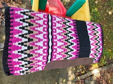 New 34" x 38" Pink & Black Wool Top Cutter Fleece Bottom Saddle Pad