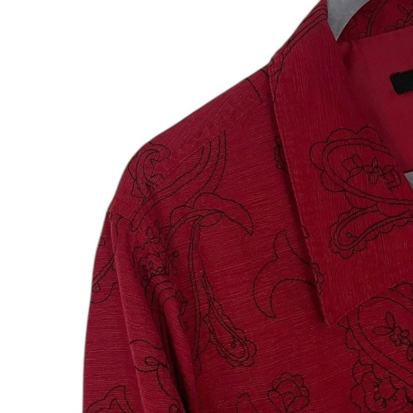Silk Land Vintage Red & Black Paisley Embroidered Button Down Jacket - Image 3 of 4