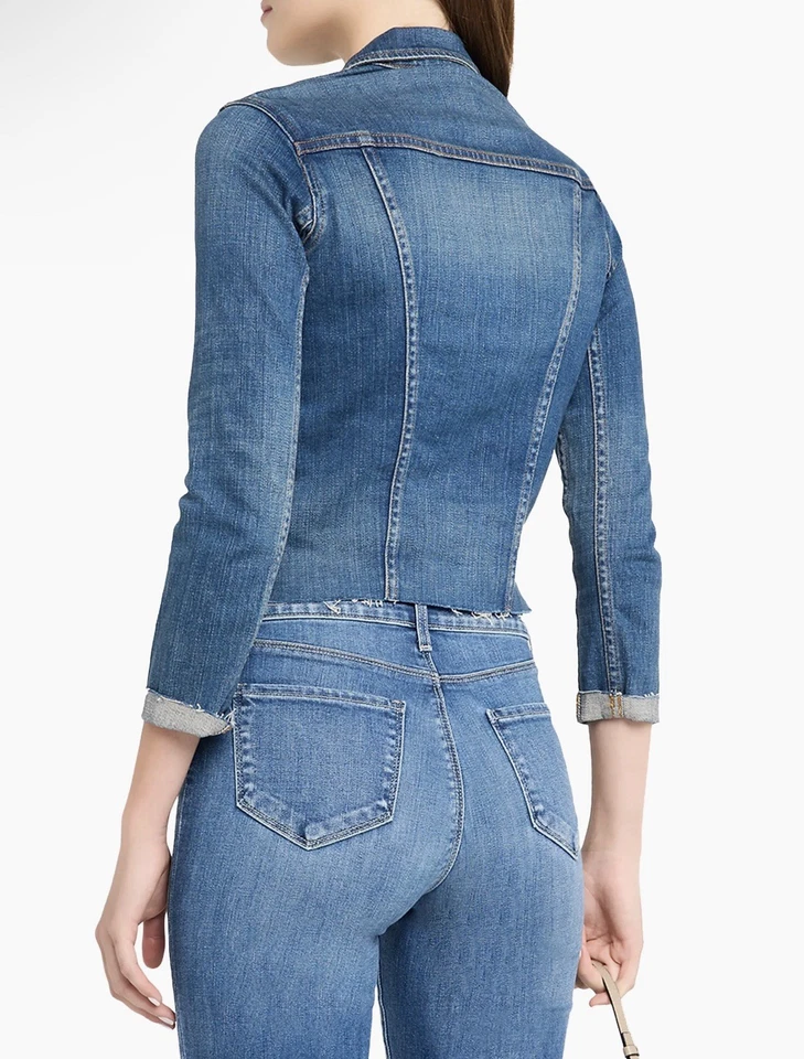 Chaqueta de Camionero L'agence Janelle Calce Ajustado Dobladillo Crudo Nueva Sin Etiquetas, M Foto 4 de 4