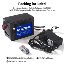 12V Lithium Ion Battery & Charger Kit for Power Tools, DIY (2.6-16Ah)