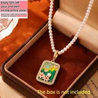 Pearl Crystal Pendant Necklace Flower Charm 18K Gold Plated Monet Garden Style