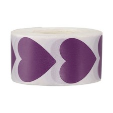 1 Roll/500 Pcs 1 x 1 Inch Heart Stickers Roll Self-Adhesive Purple