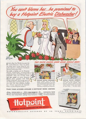 #ad Hotpoint 1946 Vintage Print Ad Electric Dishwasher Disposal Kitchen $13.92