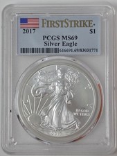 2017 American Eagle First Strike 1 oz Fine Silver Dollar PCGS MS 69