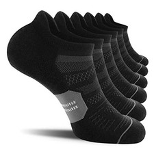 6 Pack Men's Running Ankle Socks with Cushion, Low Cut Large Black  Grey