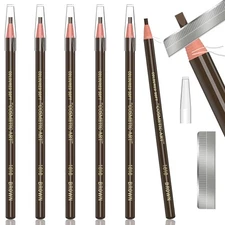 6 Piece Dark Brown Waterproof Eyebrows Pencil Tattoo Makeup And 6 