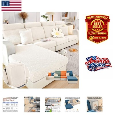 Minimalist Geometric White Sofa Cover Set: Wear-Resistant & Machine Washable