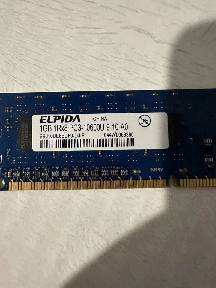 1 GB Elpida DDR3 DIMM 2x1GB SDRAM EBJ10UE8BDF0-DJ-F  PC3-10600U-9-10-A0 - Image 2 of 3