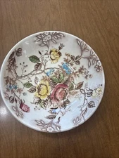 vintage Nasco Rose Arbor Brown Floral Transferware Soup/Salad Bowl 6”