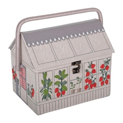 Strawberry Greenhouse Sewing Craft Storage Basket with Handle Internal Tray f...