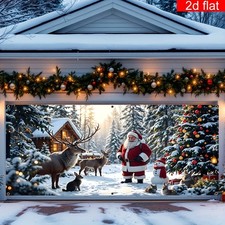 2D Door Banner 2D Flat, 1pc Vibrant Santa Claus  Reindeer Christmas Door Banner