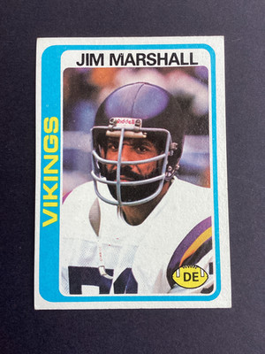 1978 Topps Jim Marshall #343 Vikings Vintage NFL Iron Man EX Grade Range: 4 - 5