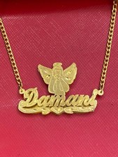 PERSONALIZED 3D DOUBLE PLATED SCRIPT NAME PLATE NECKLACE ANGLE US SELLER