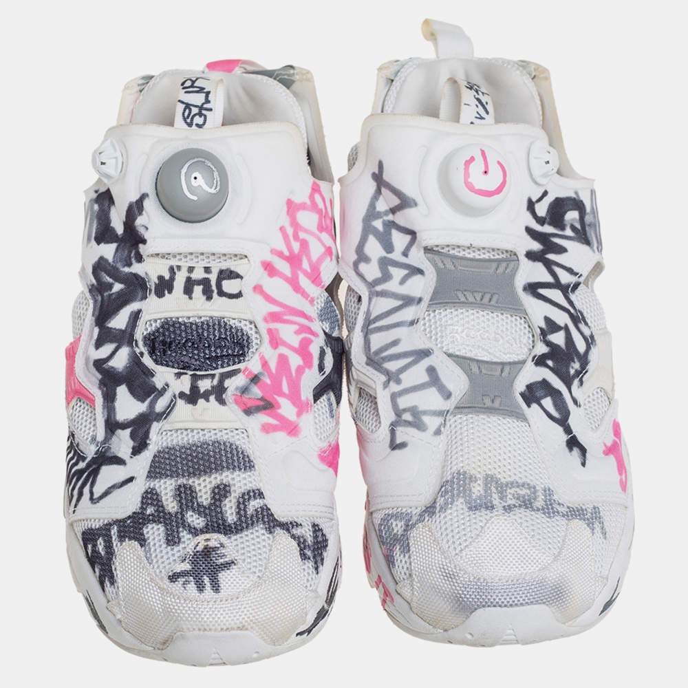 Vetements x Reebok White Doodle Print Fabric And Mesh Instapump