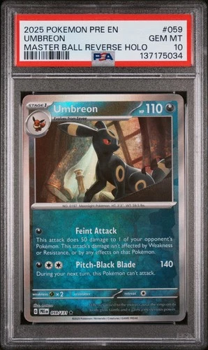 PSA 10 Pokémon - Umbreon Master Ball Prismatic Evolutions 059/131
