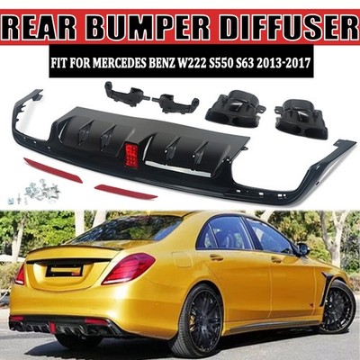 Gloss Black Rear Bumper Diffuser For Mercedes Benz W222 2013-2017 Sport F1 Style