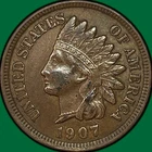 1907 Indian Head Cent Choice Extremely Fine XF+ Coin #38567