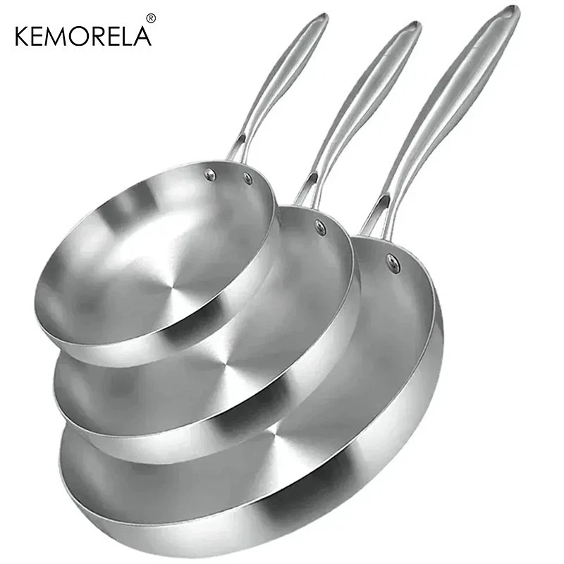2/3PCS Stainless Steel Frying Pan Set – 5-Ply, Nonstick, 22–28cm