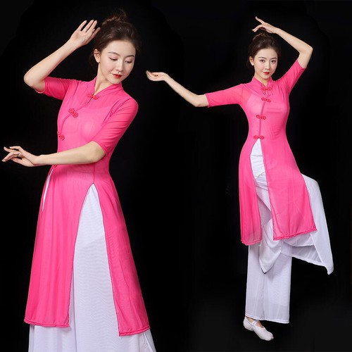 2pcs Lady Chinese Suit Split Blouse Pants Floral Dance Kungfu Taichi Ethnic Sets - Picture 13 of 18