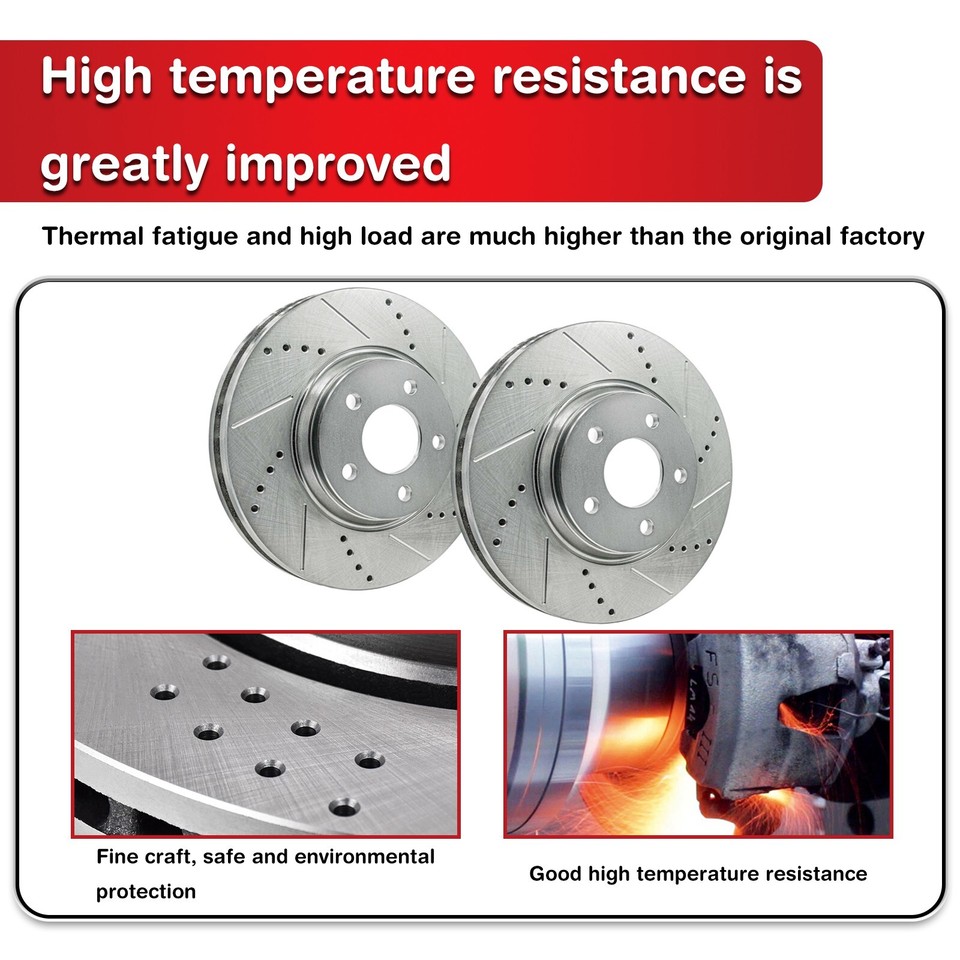 TopBrakes Front Drill Slot Brake Rotors + Ceramic Pads For Chrysler 300/300C