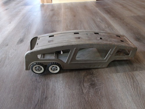 VINTAGE STRUCTO AUTO TRANSPORT GRAY PRESSED STEEL TRAILER 16 INCH LONG - Picture 3 of 5