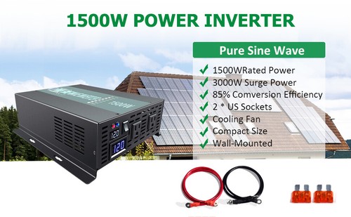 WZRELB 1500W 12VDC to 120VAC Off Grid Pure Sine Wave Inverter Remote Control - Picture 7 of 8