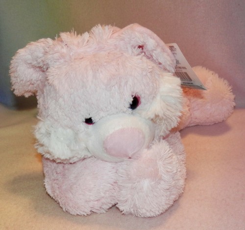 LAYING PINK BUNNY ** BIG PINK NOSE ** 15 IN LONG ** CUTE ** HAPPY SPRING BUNNY