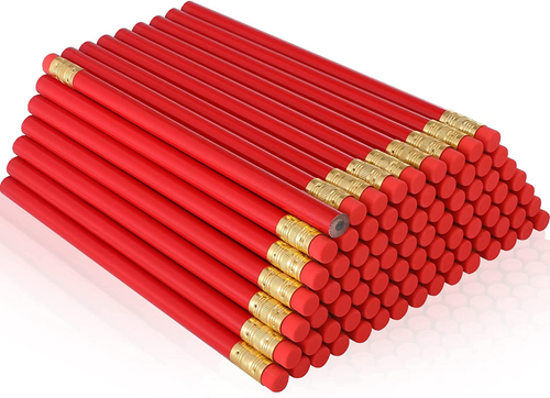 96 Pcs Jumbo round Pencil Red with Black Core, Quality Cedar Wooden Pencil with