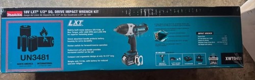 New Makita XWT04S1 18V LXT Lithium-Ion Cordless 1/2" Sq. Drive Impact Wrench - Picture 2 of 2