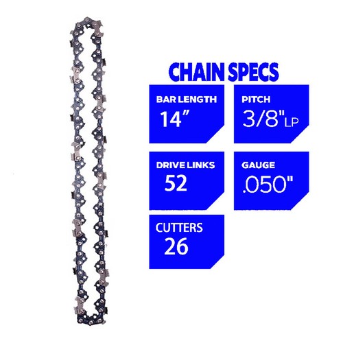 US 2PCS 14" Chainsaw 3/8" LP Pitch Saw Chain Blade 0.050" Gauge 52 Drive Links - Picture 14 of 24