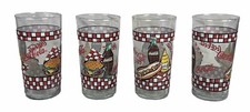 Juego de 4 vasos de picnic para barbacoa con logotipo de Coca Cola 1997 Indiana Glass Co. 22 oz (EE)
