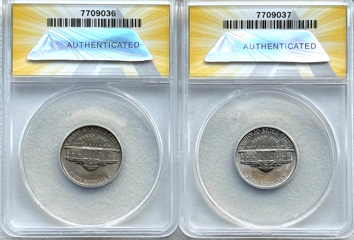 1939 & 1939 REV 1940 JEFFERSON NICKELS - ANACS MS60/AU 58 (DETAILS) - FREE SHIP! - 第 2/2 張圖片
