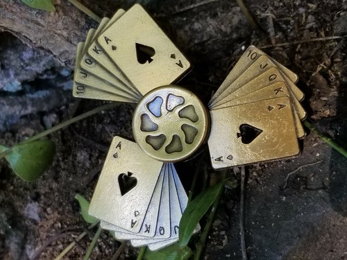Metal Fidget Spinner Playing Cards, Ace,Black Jack Luck Charm, Adults Kids Toys - Picture 25 of 39