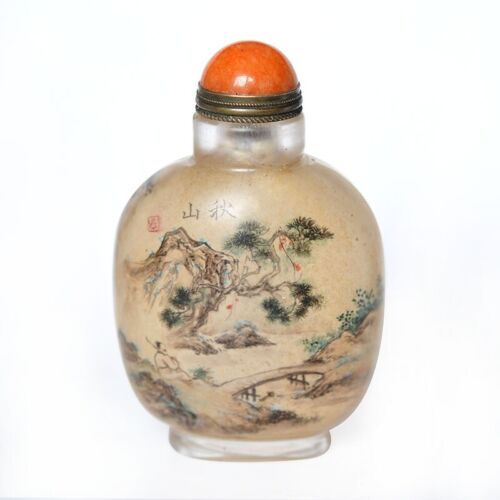 Chinese Snuff Bottle Glass Interior painting landscape painting Mountain Autumn - 第 1/4 張圖片