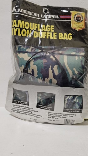 American Camper neon nylon Duffle Bag 24 x 12 Black and green